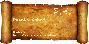 Psenkó Ambró névjegykártya